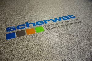 Enke Fußbodenbeschichtung und Firmenlogo Scherwat