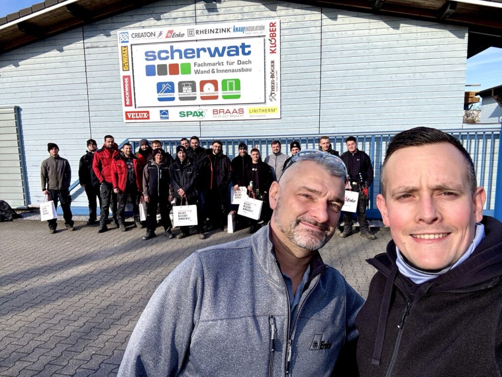 Teilnehmer mit Thomas Capoccello und Jan-Philipp Scherwat (Enke Praxisworkshop bei Scherwat in Gevelsberg)