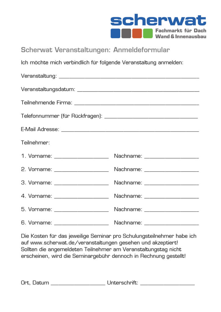 Scherwat Anmeldeformular Veranstaltungen Vorschau